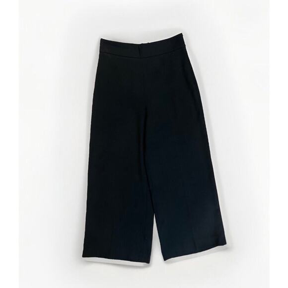 Womens Zara High Waisted Trouser Dress Pants Wide Leg Black Minimalist Medium - Picture 1 of 6